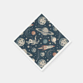 Retro Blue Galaxy Exploration スタンダードカクテルナプキン (角)