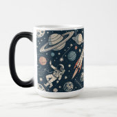 Retro Blue Galaxy Exploration モーフィングマグカップ (左)