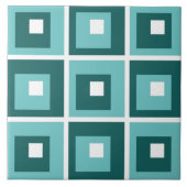Retro Blue Geometric Squares Pattern タイル (正面)