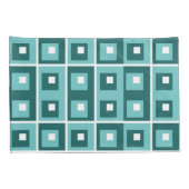 Retro Blue Geometric Squares Pattern 枕カバー (裏面-右)