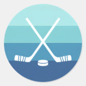Retro Blue Gradient Ice Hockey ラウンドシール (正面)