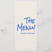 Retro Blue Hand Written Drawn Wine Wedding Menu  メニュー (裏面)