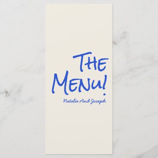 Retro Blue Hand Written Drawn Wine Wedding Menu  メニュー (裏面)