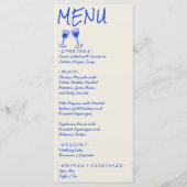 Retro Blue Hand Written Drawn Wine Wedding Menu  メニュー (正面)