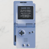 Retro Blue Handheld Gaming Birthday Invitation 招待状 (正面/裏面)