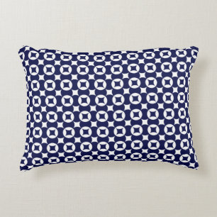 Retro Blue Interlocking Circles Geometric Pattern アクセントクッション