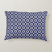 Retro Blue Interlocking Circles Geometric Pattern アクセントクッション (裏面)