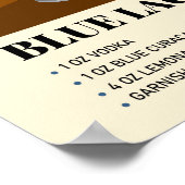 Retro Blue Lagoon Cocktail Recipe Artwork ポスター (角)