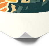 Retro Blue Mountain Sunrise Outdoor Nature Sun Art ポスター (角)