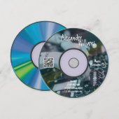 Retro Blue Music Producer CD DJ Business Card 招待状 (正面/裏面)