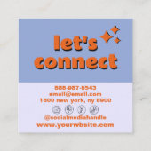 Retro Blue Orange Bold Groovy Checkered Trendy Fun スクエア名刺 (裏面)