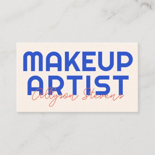 Retro Blue Orange Makeup Artist QR Code 名刺 (正面)