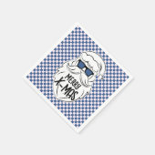 Retro Blue Pink Checkered Santa Claus Christmas  スタンダードカクテルナプキン (角)