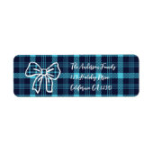 Retro Blue Plaid Whimsical Christmas  ラベル (正面)
