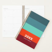 Retro Blue Scarlet Burgundy Stripe 2026 Name プランナー手帳 (ディスプレー)