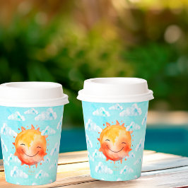 Retro Blue Sky Boho Happy Sunshine Baby Shower 紙コップ