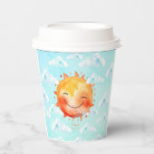 Retro Blue Sky Boho Happy Sunshine Baby Shower 紙コップ (正面)