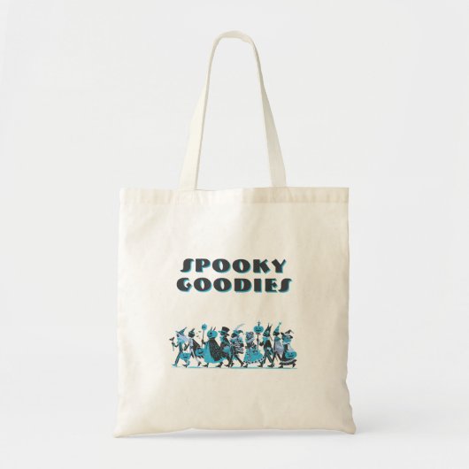 Retro Blue Spooky Goodies Halloween トートバッグ (正面)