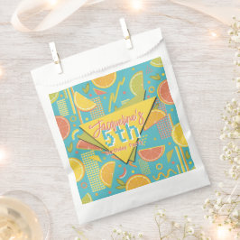 Retro Blue Summer Citrus Fruit Birthday フェイバーバッグ