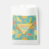 Retro Blue Summer Citrus Fruit Birthday フェイバーバッグ (正面)