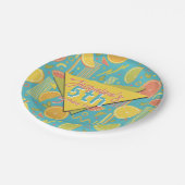 Retro Blue Summer Citrus Fruit Birthday ペーパープレート (アングル)