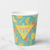 Retro Blue Summer Citrus Fruit Birthday 紙コップ (正面)