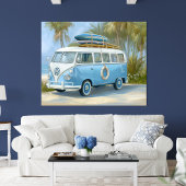 Retro Blue Surf VW Van Coastal Wall Art | Poster ポスター