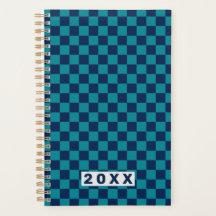 Retro Blue Teal Checkerboard 2026