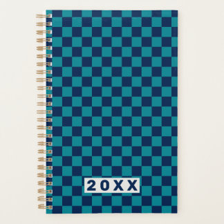 Retro Blue Teal Checkerboard 2026 プランナー手帳