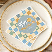 Retro Blue Two Cool Dude Boys 2nd Birthday スタンダードカクテルナプキン