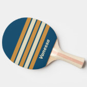 Retro Blue Wave Across Striping with Name 卓球ラケット (横)