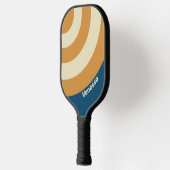Retro Blue Wave Circle Stripe with Name ピックルボールラケット (左)