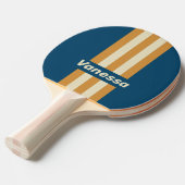 Retro Blue Wave Pin Stripes with Name 卓球ラケット (正面アングル)