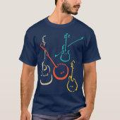 Retro bluegrass guitars banjos fiddles mandolins tシャツ (正面)