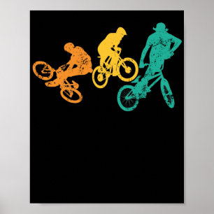 Retro BMX biker race bike tricks stunts ポスター
