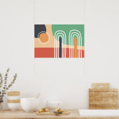 Retro bohemian abstract line art ポスター (キッチン)