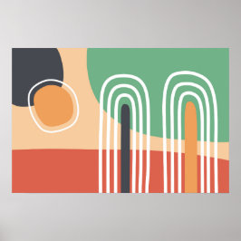 Retro bohemian abstract line art ポスター
