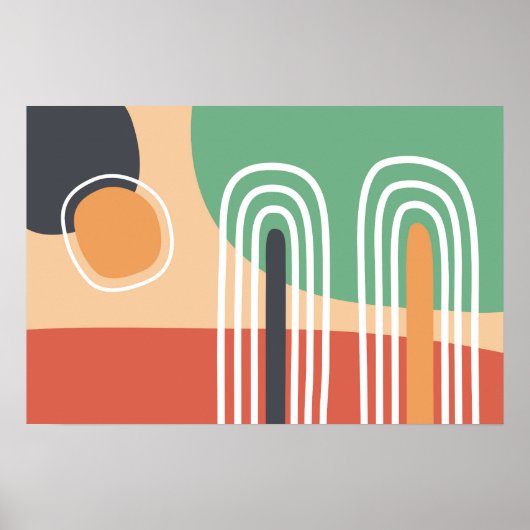 Retro bohemian abstract line art ポスター (正面)