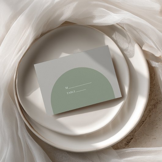 Retro Bohemian Sage Green Rustic Arch Wedding プレイスカード