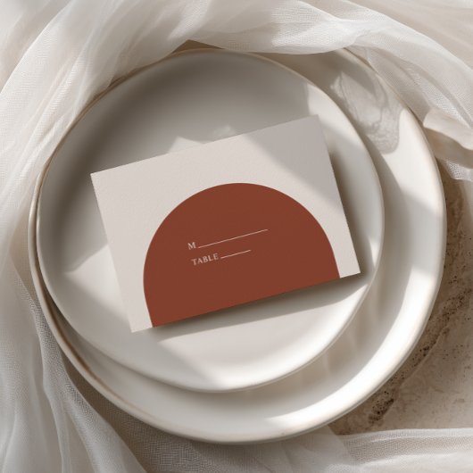 Retro Bohemian Terracotta Rustic Arch Wedding プレイスカード