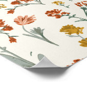 Retro Bohemian Wildflower Botanical Art ポスター (角)