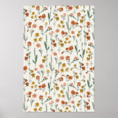 Retro Bohemian Wildflower Botanical Art ポスター (正面)