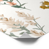 Retro Bohemian Wildflower Botanical Art ポスター (角)