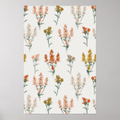 Retro Bohemian Wildflower Botanical Art ポスター (正面)
