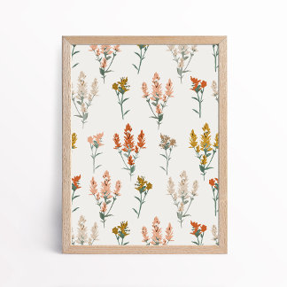 Retro Bohemian Wildflower Botanical Art ポスター