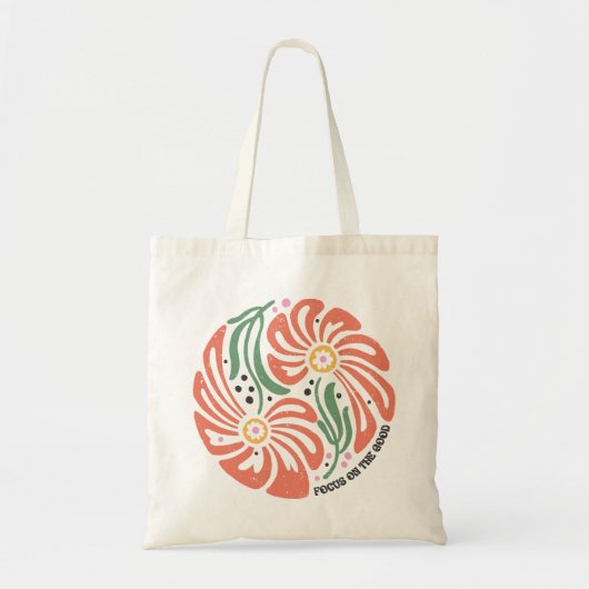 Retro Boho フラワー いいところに目を向ける トートバッグ (正面)