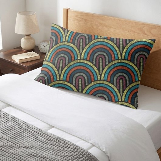 Retro Boho Arc Art Deco Pillow Case 枕カバー