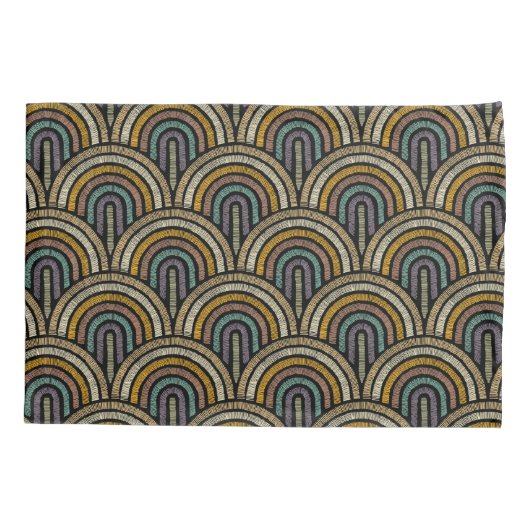 Retro Boho Arc Art Deco Pillow Case 枕カバー (裏面)