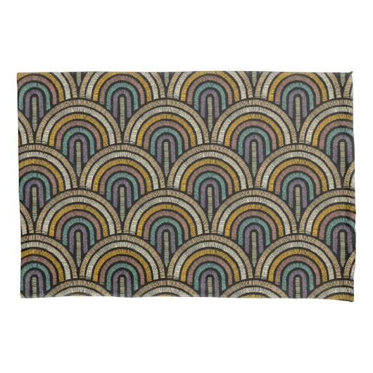 Retro Boho Arc Art Deco Pillow Case 枕カバー (正面)