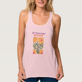 Retro Boho Blooming Flowers Inspiration Quote タンクトップ